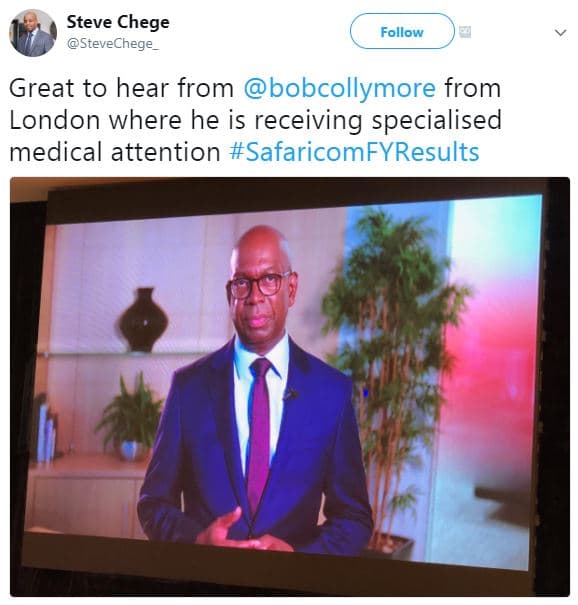 Steve chege stevechege follow great to hear from bobcollymore from london where