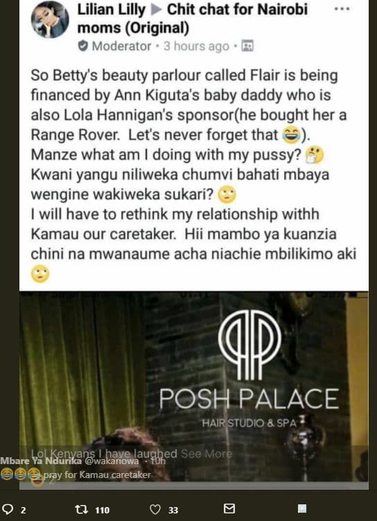 Lilian lilly chit chat for nairobi moms original moderator 3 hours ago so betty'