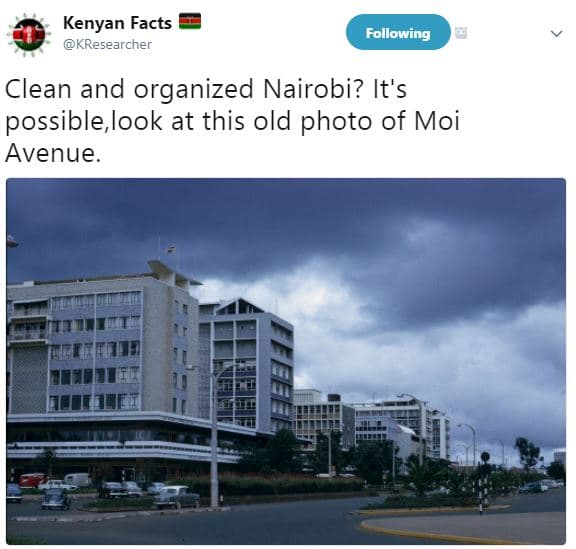 Kenyan facts kresearcher following clean and organized nairobi? it's possible lo