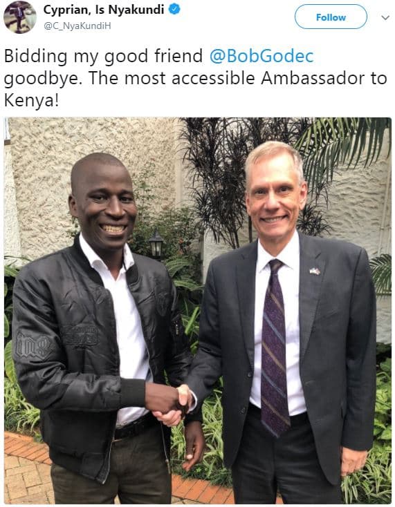 Cyprian, is nyakundi c_nyakundil follow bidding my good friend bobgodec goodbye.