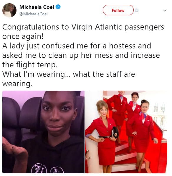 Michaela coel michaelacoe follow congratulations to virgin atlantic passengers o