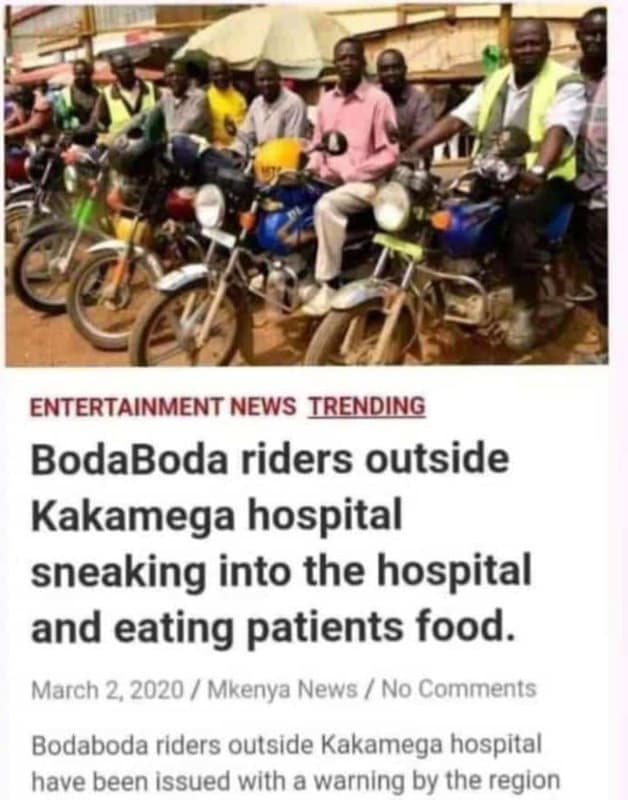 Entertainment news irending bodaboda riders outside kakamega hospital sneaking i