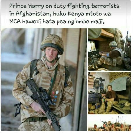 Prince harry on duty fighting terrorists in afahanistan, huku kenya mtoto wa mca