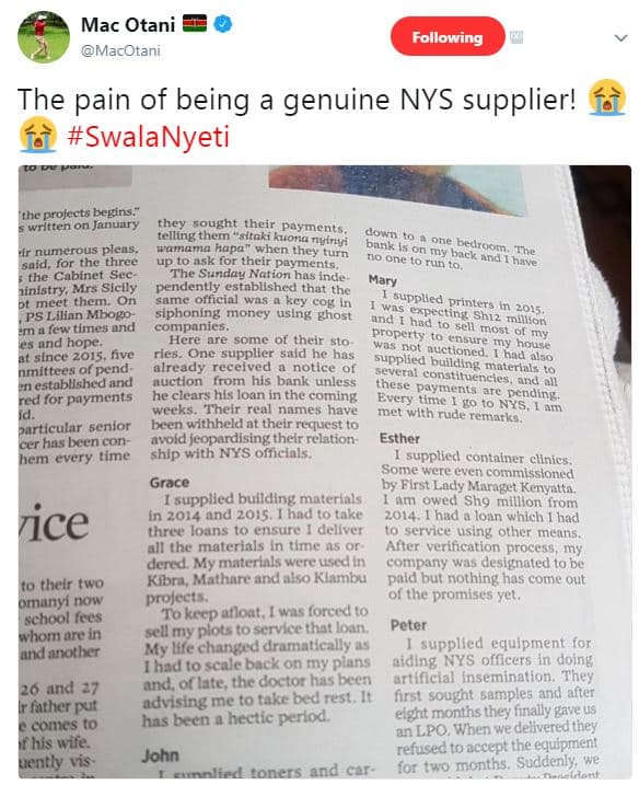 Mac otani macotani following the pain of being a genuine nys supplier! swalanyet