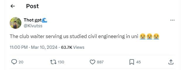 Post thot gpt kivutss the club waiter serving us studied civil engineering in un