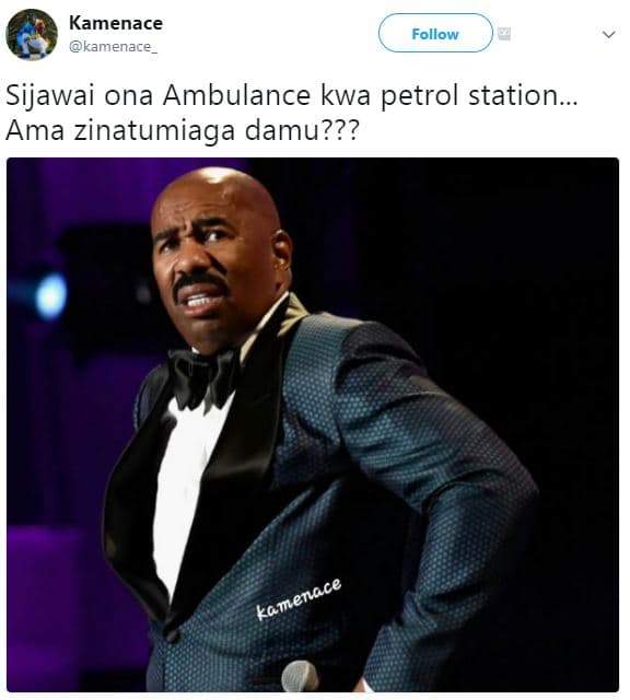 Kamenace kamenace follow sijawai ona ambulance kwa petrol station ama zinatumiag