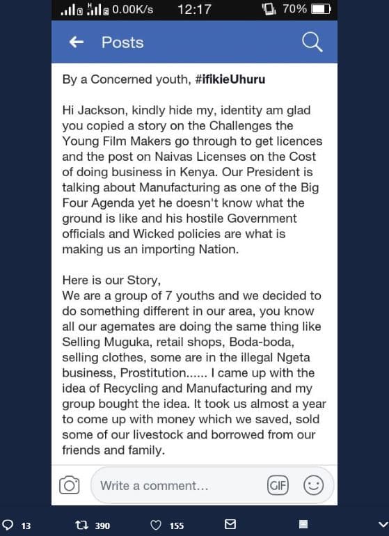 Allo hıla o.ookis 12.17 70 posts by a concerned youth ifikieuhuru hi jackson, ki