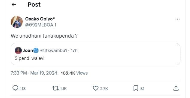 Post osako opiyo' 092mlboa_1 we unadhani tunakupenda ? joan itswambul . 17h sipe