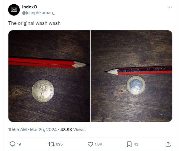 Indexo josephkamau_ the original wash wash 10.55 am . mar 25, 48.9k views t2 695