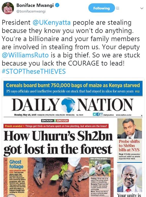Boniface mwangi bonifacemwangi following president ukenyatta people are stealing