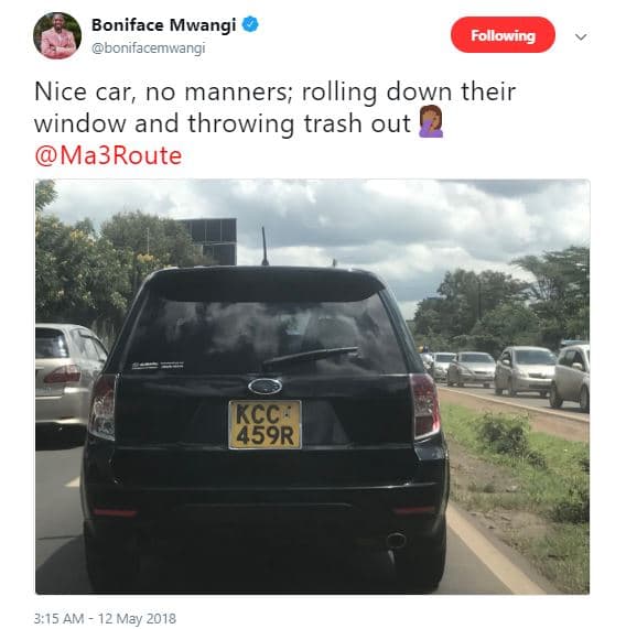 Boniface mwangi bonifacemwangi following nice car no manners rolling down their