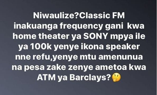 Niwaulize?classic fm inakuanga frequency gani kwa home theater ya sony mpya ile