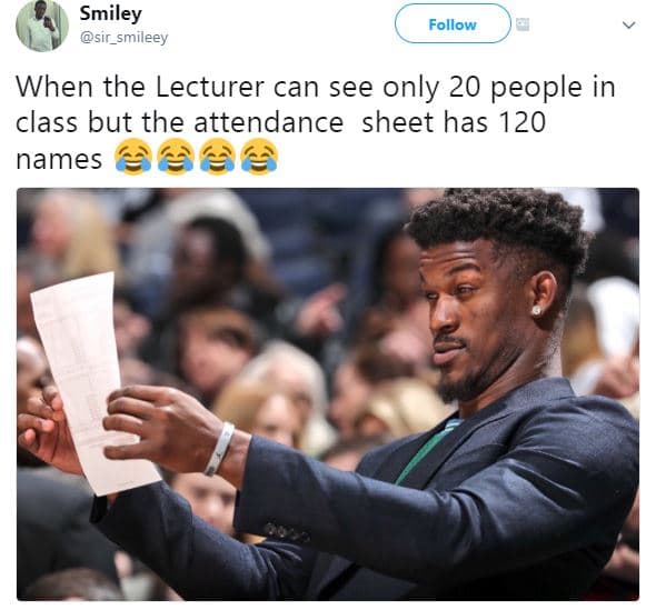 Smiley sir_smileey follow when the lecturer can see only 20 people in class but