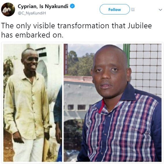 Cyprian, is nyakundi c_nyakundih follow the only visible transformation that jub