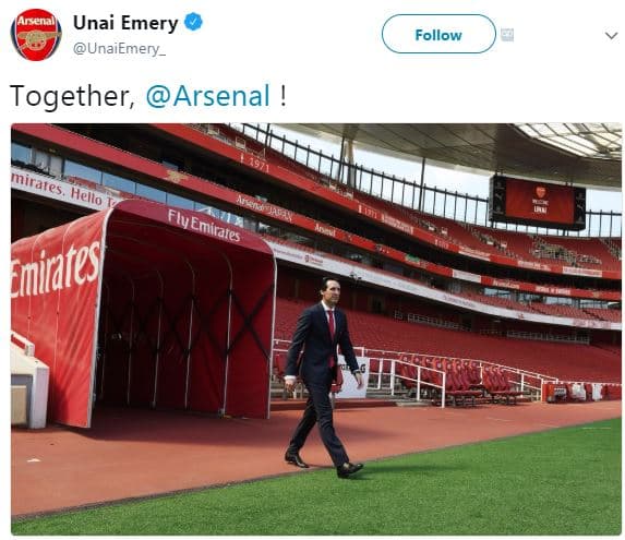 Atsena unai emery unaiemery _ follow together, arsenal mirates hello flv emirate