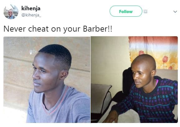 Kihenja kihenja follow never cheat on your barber!!
