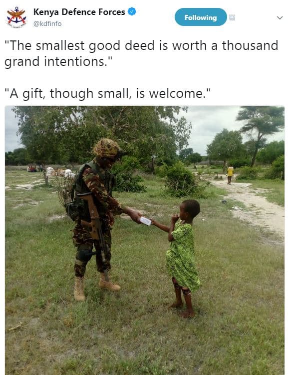 Kenya defence forces kdfinfo following the smallest good deed is worth a thousan
