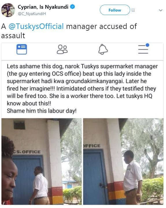 Cyprian, is nyakundi c_nyakundih follow tuskysofficial manager accused of assaul