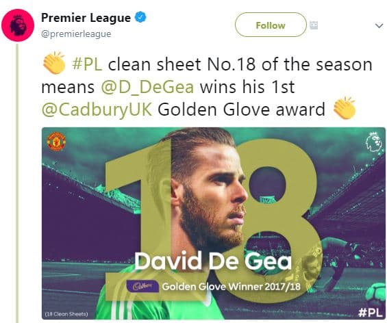 Premier league premierleague follow pl clean sheet no.18 of the season means d_d