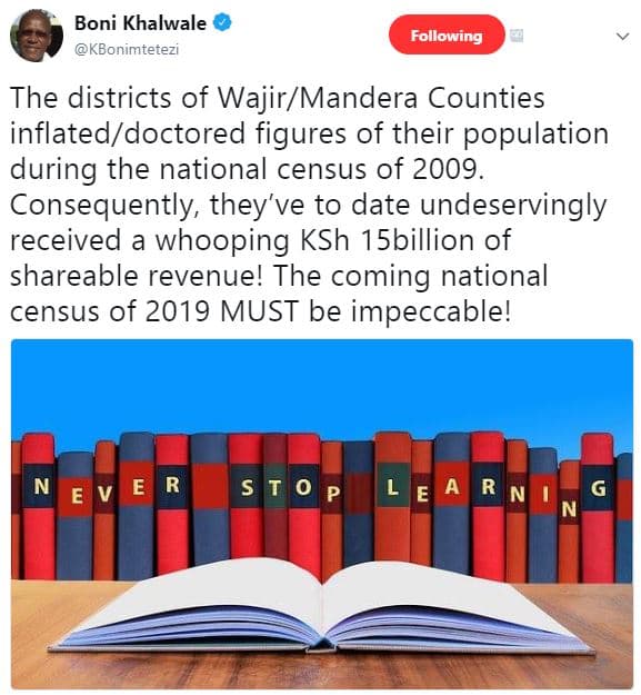 Boni khalwale kbonimtetezi following the districts of wajirmandera counties infl
