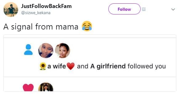 Justfollowbackfam sizwe_kekana follow signal from mama wife and a girlfriend fol