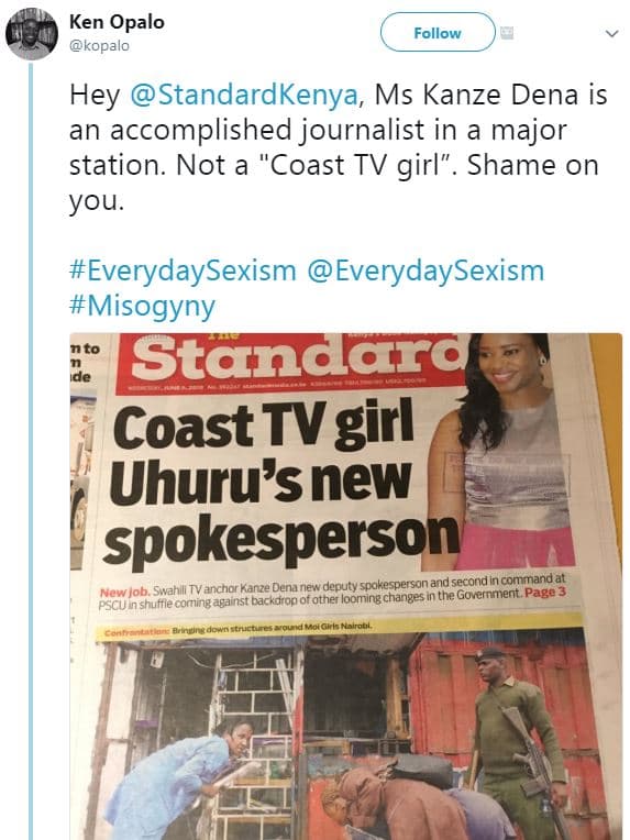 Ken opalo kopalo follow hey standardkenya, ms kanze dena is an accomplished jour