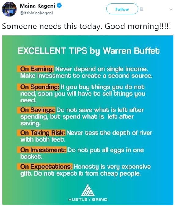 Maina kageni itsmainakageni follow someone needs this today. good morning!! exce