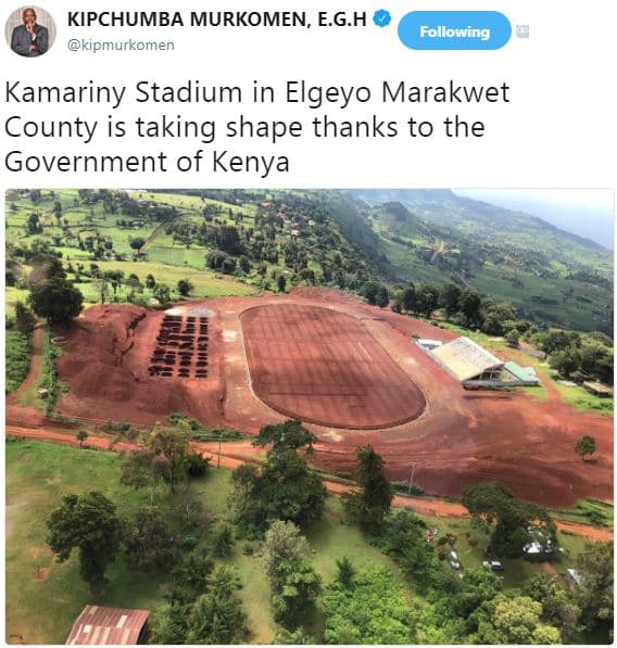 Kipchumba murkomen, eg.h kipmurkomen following kamariny stadium in elgeyo marakw