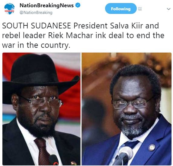 Nationbreakingnews nationbreaking following south sudanese president salva kiir