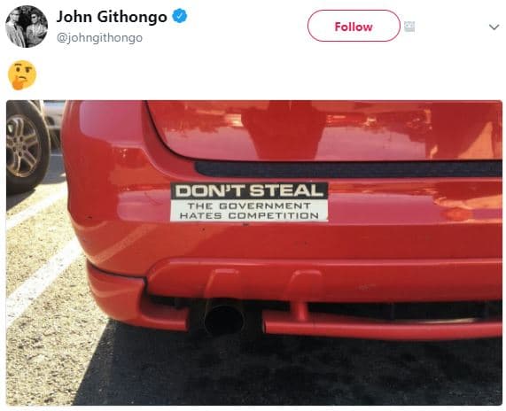 John githongo johngithongo follow dontsteal the government hates competition
