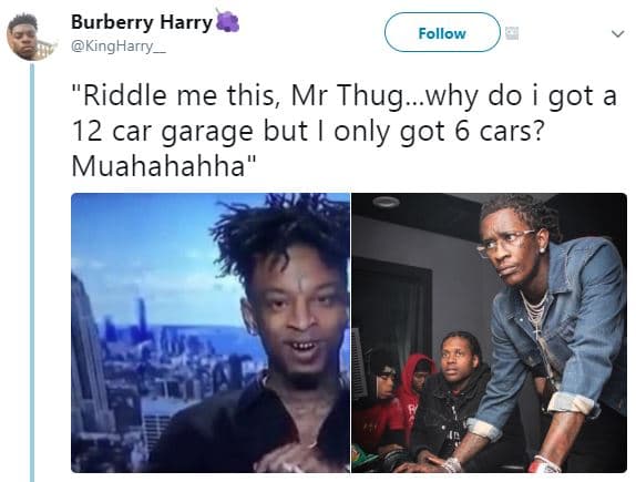 Burberry harry kingharry follow riddle me this, mr thugwhy do got 12 car garage