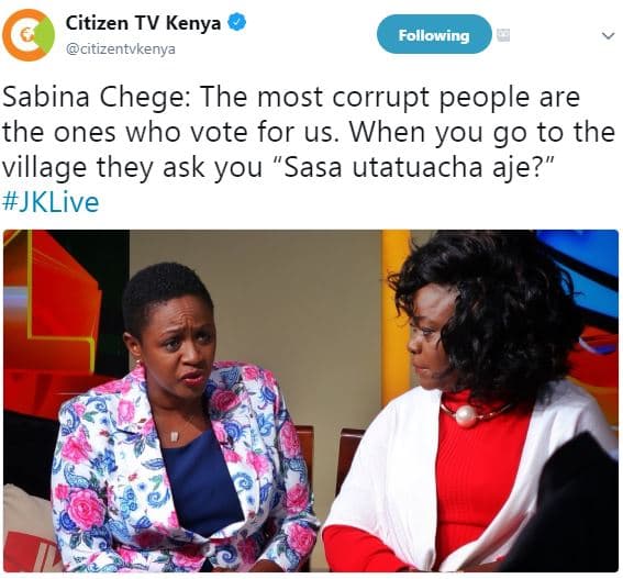 Citizen tv kenya citizentvkenya following sabina chege the most corrupt people a