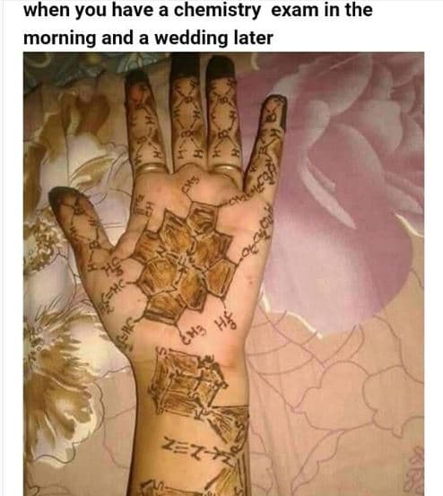 When you have a chemistry exam in the morning and a wedding later 137y