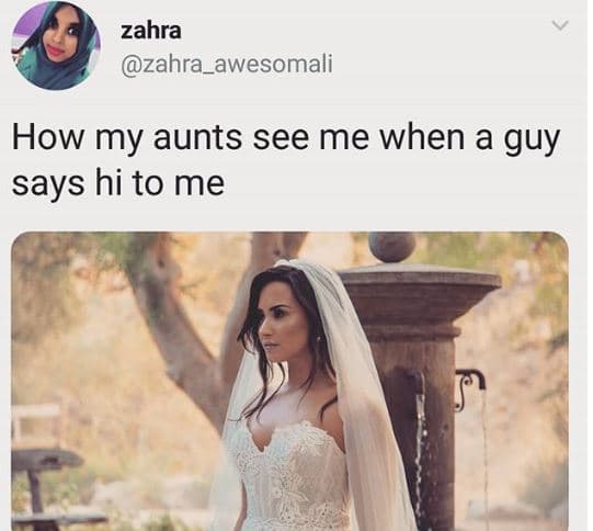 Zahra zahra_awesomali how my aunts see me when a guy says hi to me