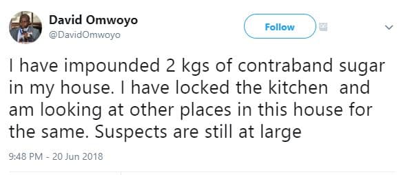 David omwoyo davidomwoyo follow have impounded 2 kgs of contraband sugar in my h