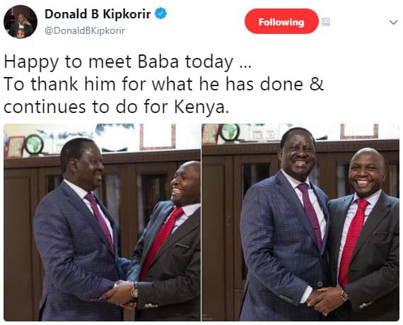 Donald b kipkorir donaldbkipkorir following happy to meet baba today to thank hi