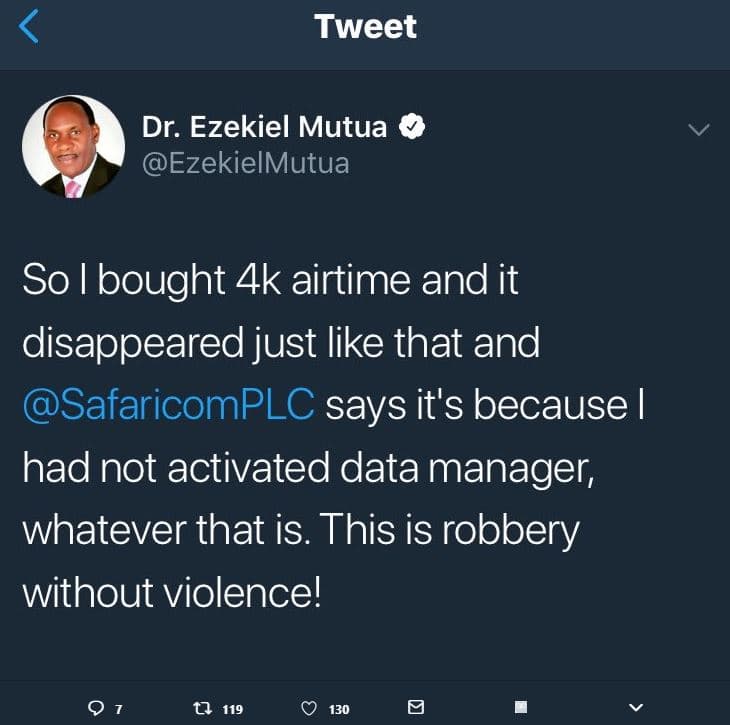 Tweet dr. ezekiel mutua ezekielmutua so lbought 4k airtime and it disappeared ju