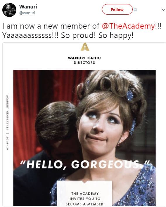 Wanuri wanuri follow am now a new member of theacademy!! yaaaaaassssss!! so prou