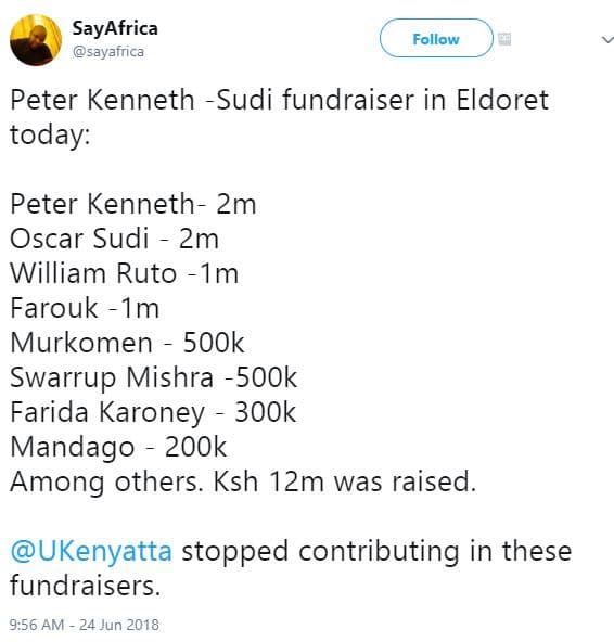Sayafrica sayafrica follow peter kenneth sudi fundraiser in eldoret today peter