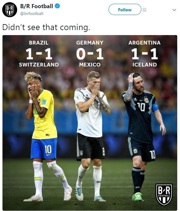 Br football brfootball follow didn't see that coming. brazil germany 11 01 switz