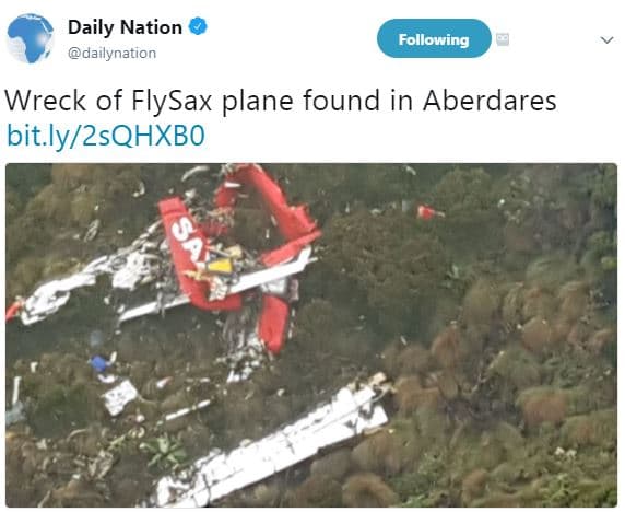 Daily nation dailynation following wreck of flysax plane found in aberdares bit.