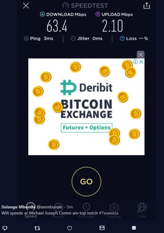 Speedtest 0 download mbps upload mbps 63.4 2.10 ping sms jitter oms loss deribit