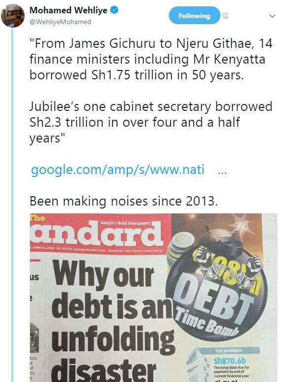 Mohamed wehliye wehliyemohamed following from james gichuru to njeru githae 14 f