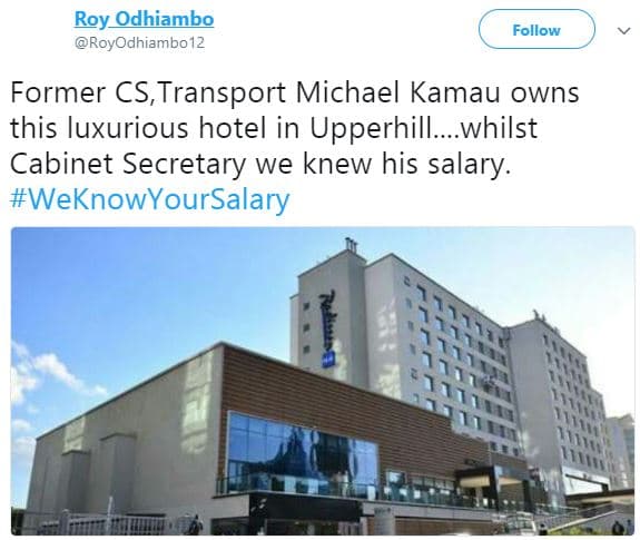 Roy odhiambo royodhiambo12 follow former cs, transport michael kamau owns this l