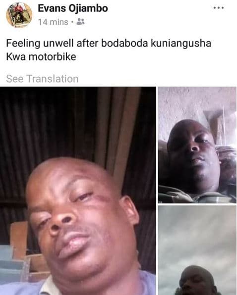 Evans ojiambo 14 mins feeling unwell after bodaboda kuniangusha kwa motorbike se