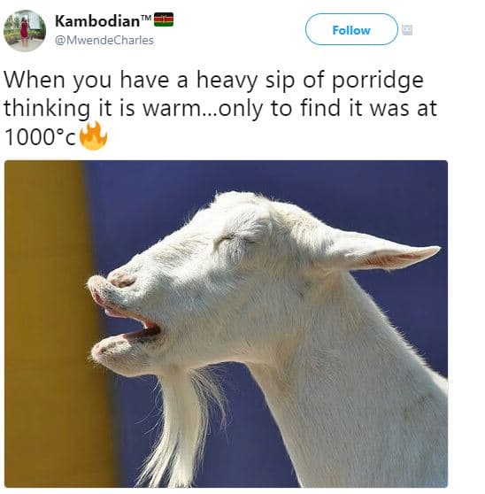 Kambodian mwendecharles follow when you have a heavy sip of porridge thinking it