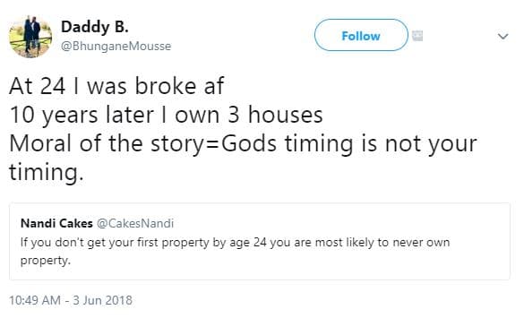 Daddy b. bhunganemousse follow at 24 was broke af 10 years later own 3 houses mo