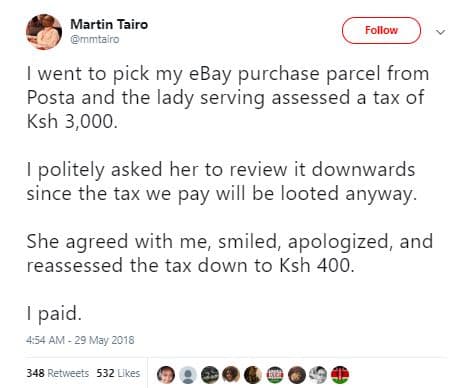 Martin tairo mmtairo follow went to pick my ebay purchase parcel from posta and