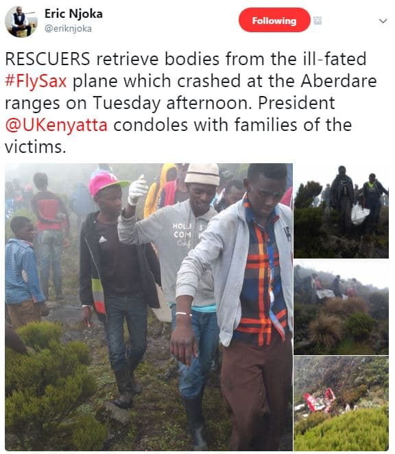 Eric njoka eriknjoka following rescuers retrieve bodies from the illfated flysax