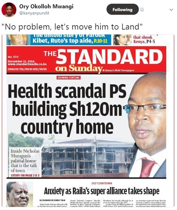 Ory okolloh mwangi kenyanpundit following no problem let's move him to land' wau